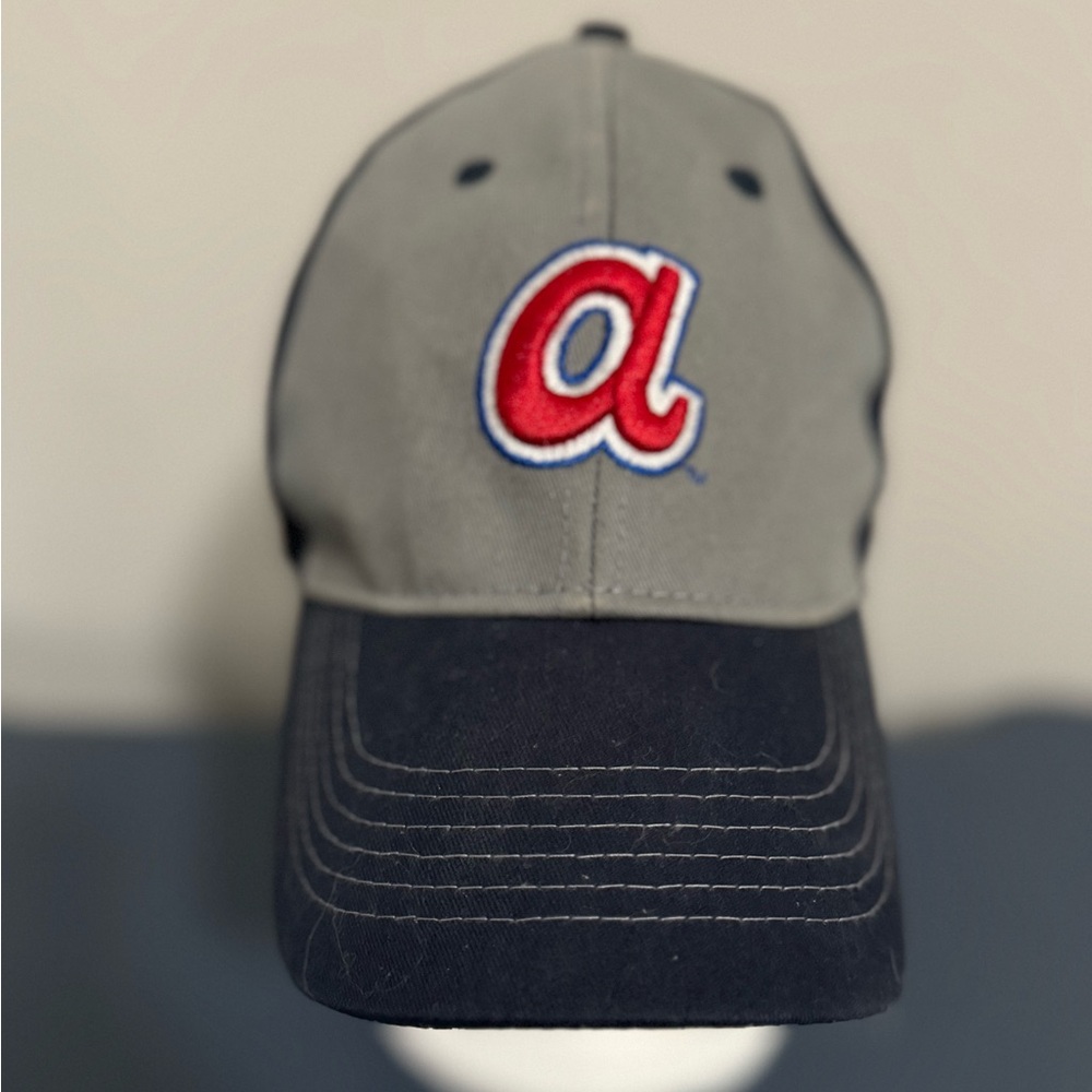 Gray and Navy Braves Cap with Red Logo